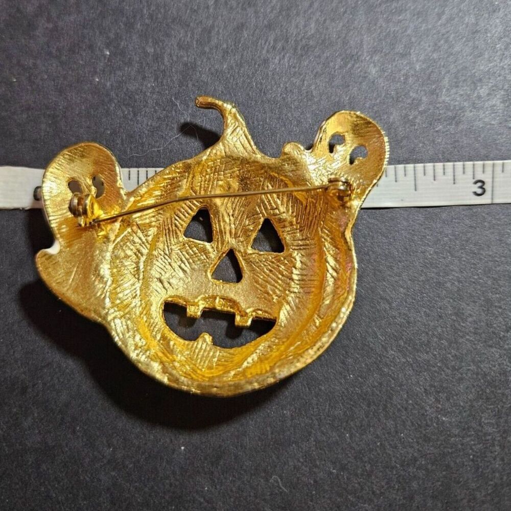 Gold tone pumpkin and ghost brooch - Picture 9 of 9
